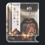 A book icon with a photo that shows multiple people at a concert, from behind. One of them closest to the camera is holding their arms up and doing a heart shape with their hands. Photo by Anthony Delanoix on Unsplash. A bookmark on the left side of the book, with the Pending Plays logo at the top and "Book Guild" in vertical format below. On the right of the book it says "#19 CELEBRATION".